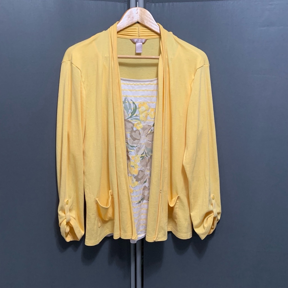 B23-Women's White Stag Cardigan XL Yellow